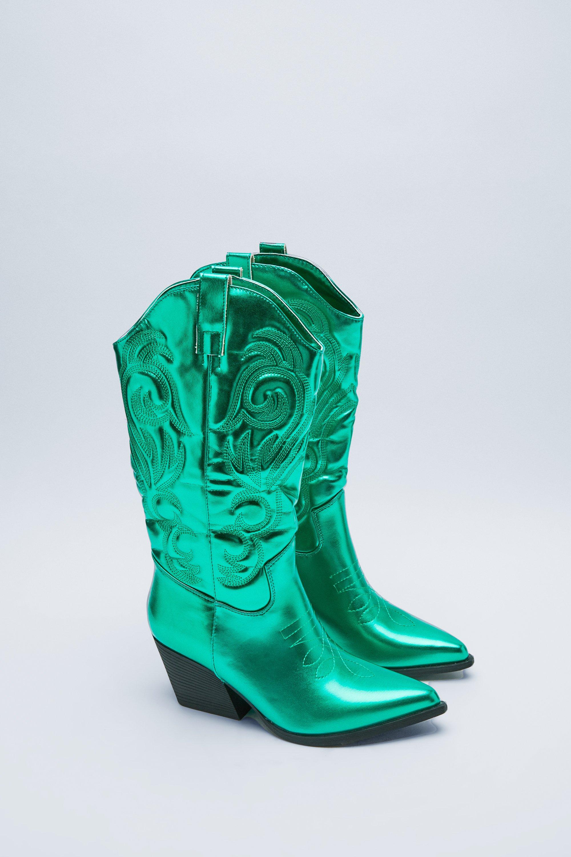 Green on sale metallic boots